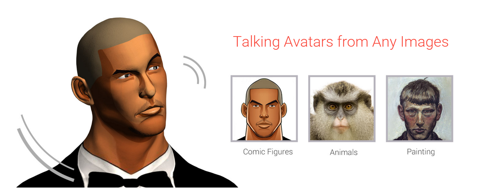 Animate facial images using voice and text.