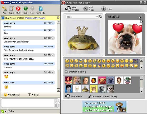 Screenshot of Reallusion CrazyTalk for Skype Lite