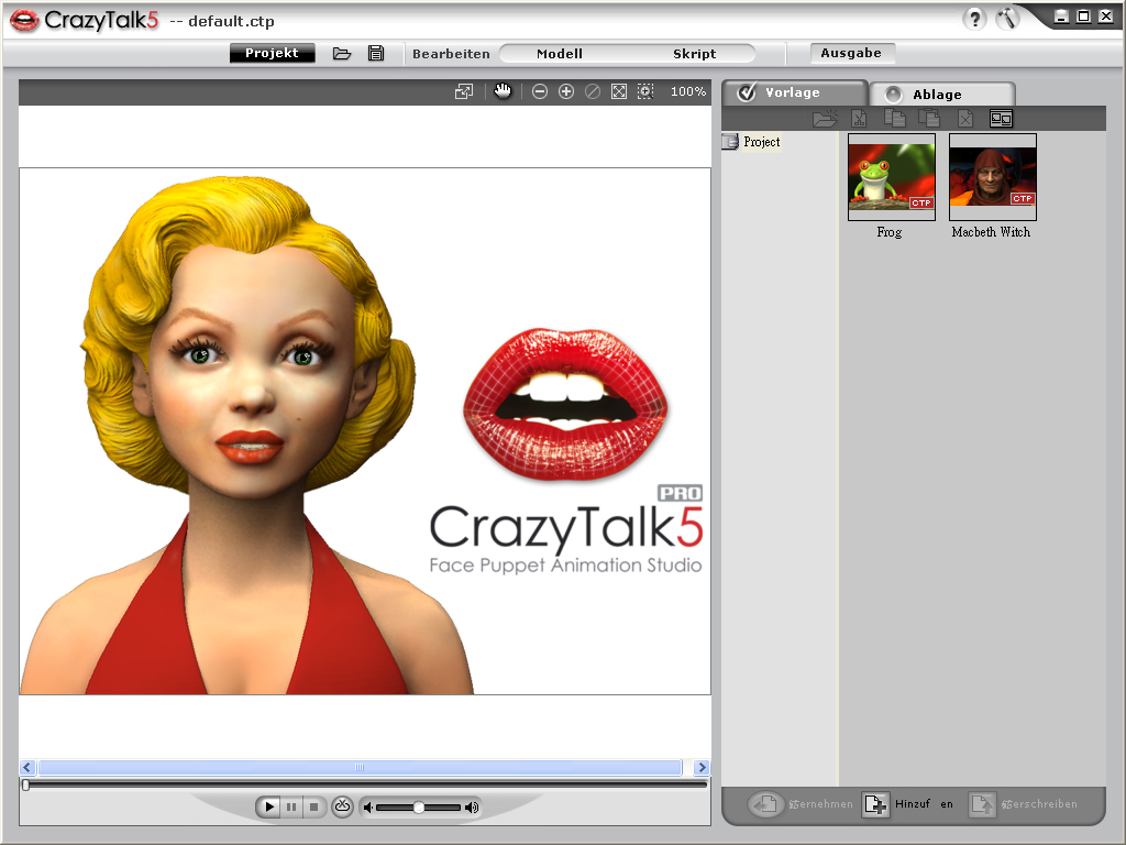 Screenshot vom Programm: CrazyTalk5